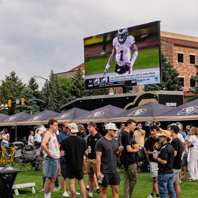 LED screen in college tailgating area