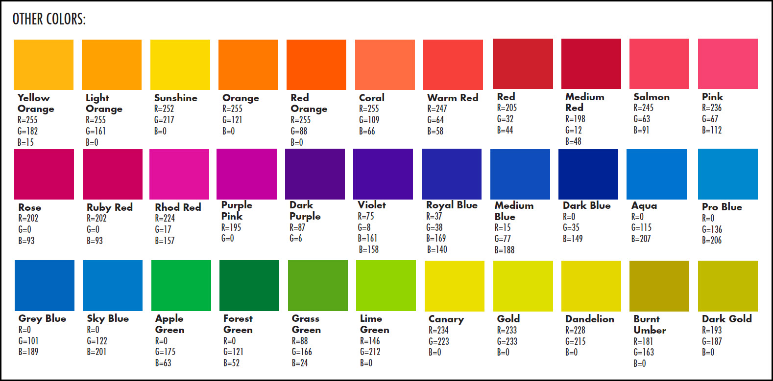 Standard colors 3