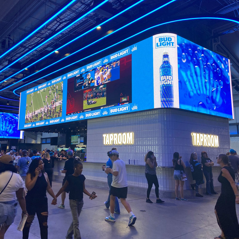 LED fascia wraps in stadium concourse 