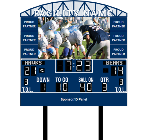 Football System with Video Display and Full Scoreboard