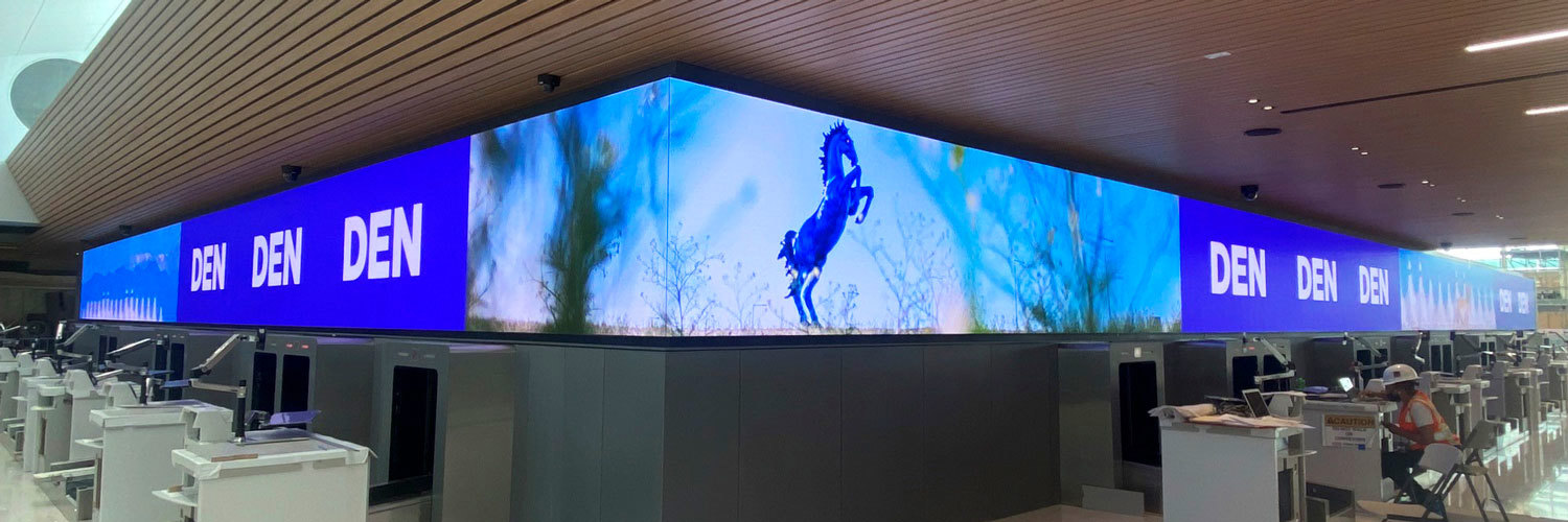 corner view of digital display in the denver international airport