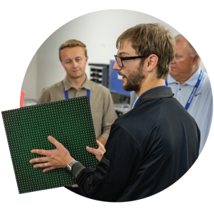 man teaching about LED modules