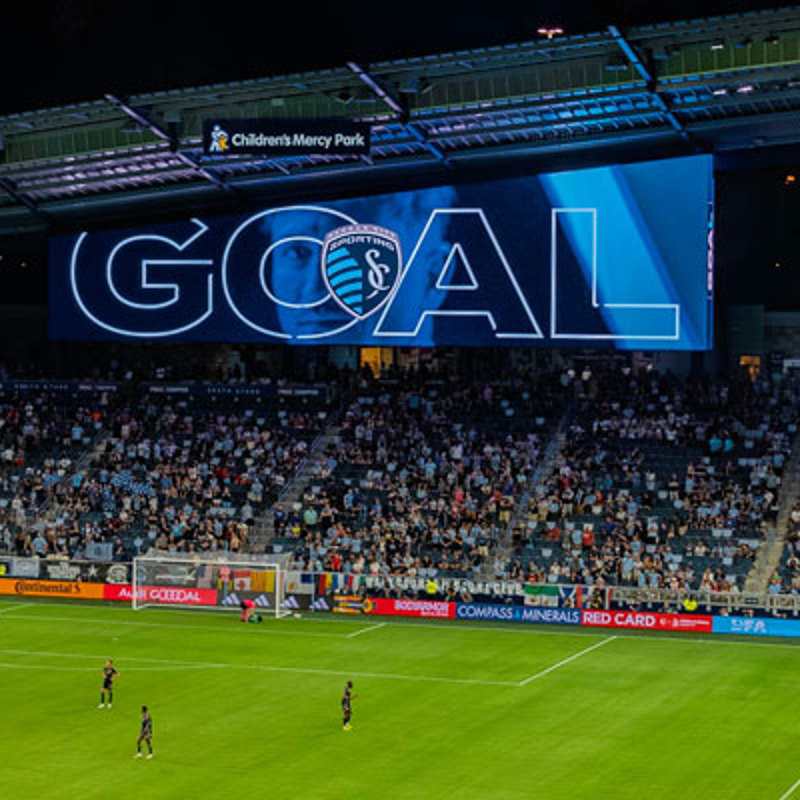jumbotron in soccer stadium