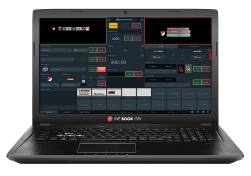 laptop with LiveBook GFX on screen