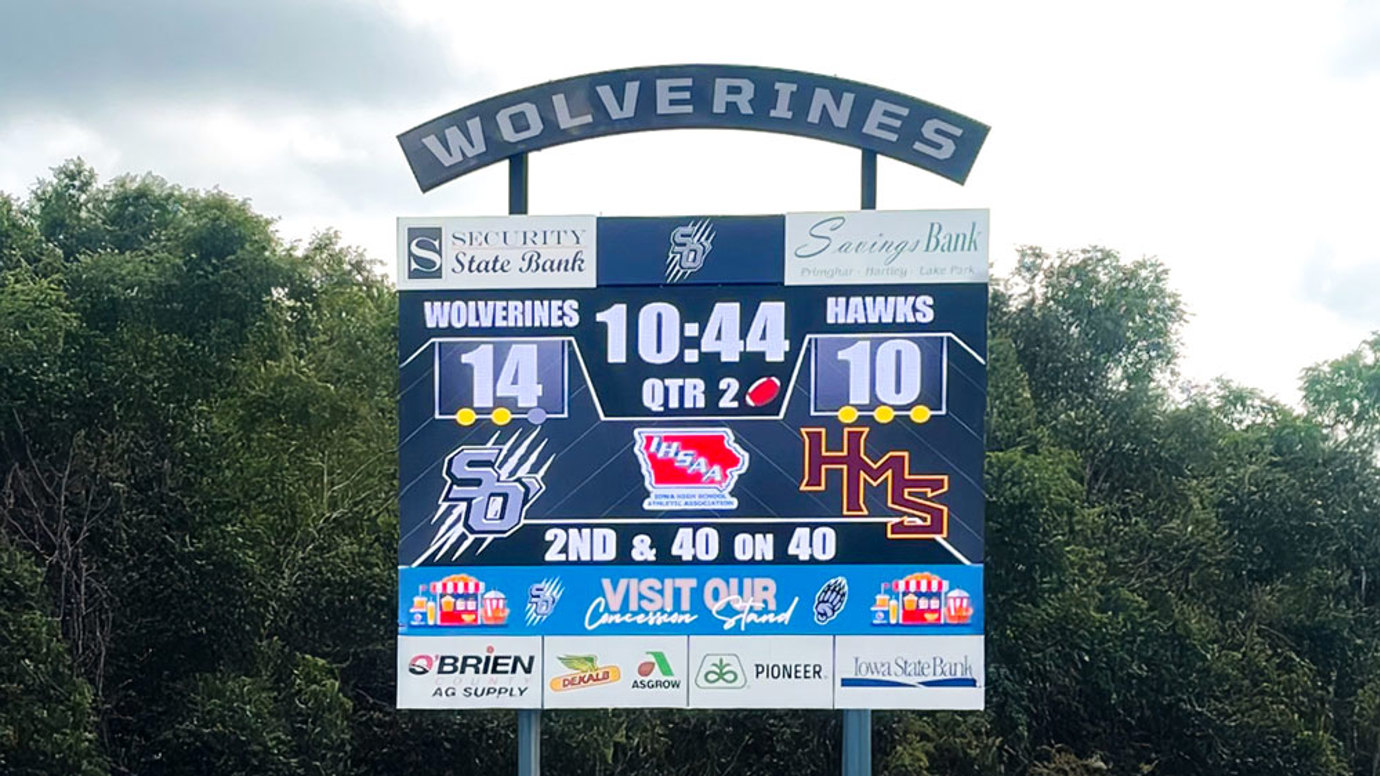 outdoor video system with sponsor logos