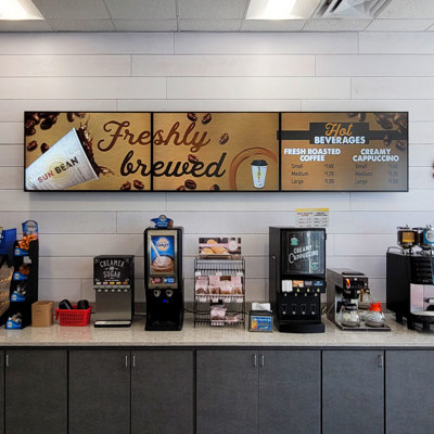 digital menu boards in gas station