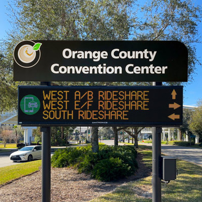 wayfinding signage outside the Orange County Convention Center