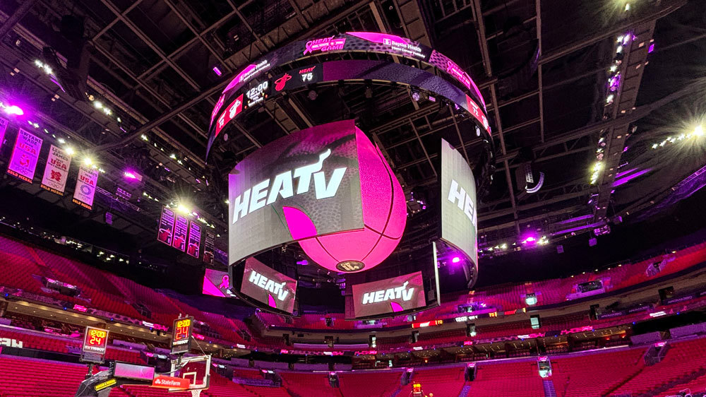 custom LED centerhung display for Miami Heat